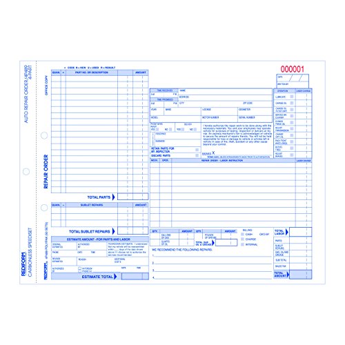 Rediform Speediset Four-Part Auto Repair Form, Four-Part Carbonless, 11 x 8.5, 50 Forms Total