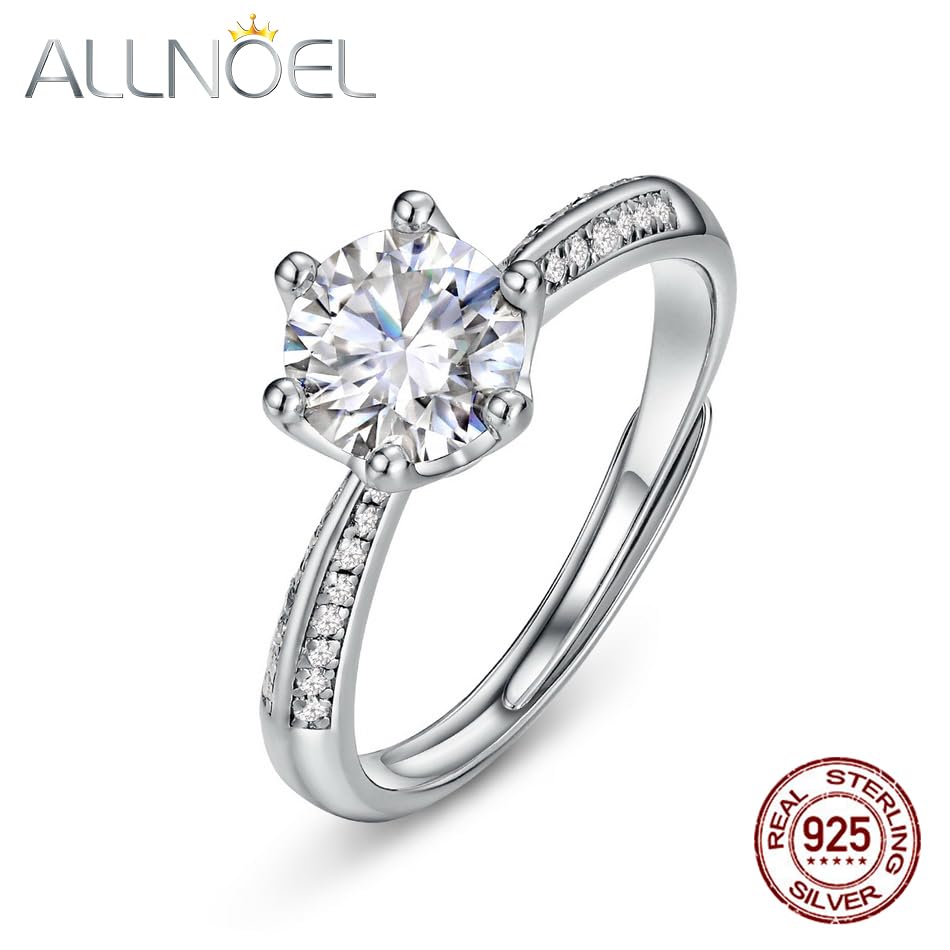 Moissanite Rings for Women,Women's Engagement Rings Moissanite Promise Rings,Moissanite Solitaire Engagement Ring for Women,925 Sterling Silver Adjustable Band2