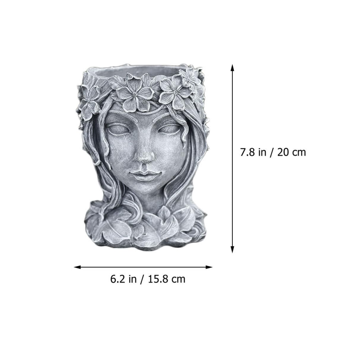 OSALADI Pot de Fleurs en Résine pour Succulentes, Jardinière D’intérieur Décorative Fille Grise, Ornement de Bureau Créatif Léger, Contenant à Fleurs Original pour Jardin et Maison, 1