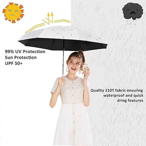 Miniatura 2 de Paraguas pequeño de viaje para bolso, paraguas compacto con protección UV y una bonita caja de regalo, 6 varillas, paraguas portátil ligero y