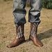 Kitulandy Cowboy Boots For Men Western Fashionable Retro Stylish Embroidered Square Toe Boots Chunky Heel