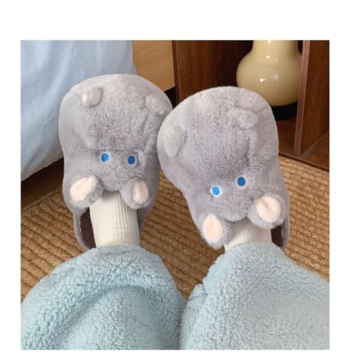 Kawaii Hippo Slippers for Women Men Fuzzy Couples Slippers Cute House Shoes Warm Slippers Winter Fluffy Home Shoes4