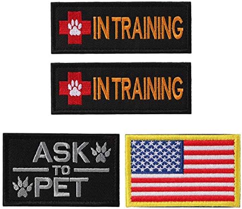 PETVINS Service Dog Patch for Vest Harness Backpack K9 Morale Badge Tactical Hook and Loop in Training USA Back Embroidered Tag