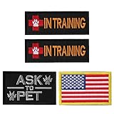 Petvins Service Dog Patch for Vest Harness Backpack K9 Morale Badge Tactical Hook and Loop in Training USA Back Embroidered Tag