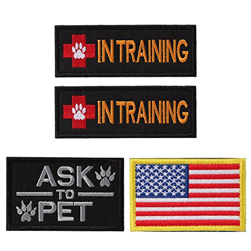 Petvins Service Dog Patch for Vest Harness Backpack K9 Morale Badge Tactical Hook and Loop in Training USA Back Embroidered Tag