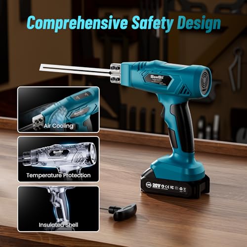 SEESII Cordless Foam Cutter: Electric Hot Knife Kit with 2×2000mAh Batteries,120W Power (Max 842°F) Air-Cooled Styrofoam Cutting Tool with 4 Blades for Rope,Fabric,EPP,EPS, XPS,EPE,PU,KT Board - Image 6