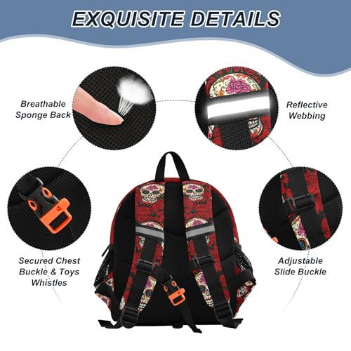 Skull Flower Toddler Backpack for Girls Boys,Preschool Kindergarten Backpack Kids Backpacks for Girls B04044092