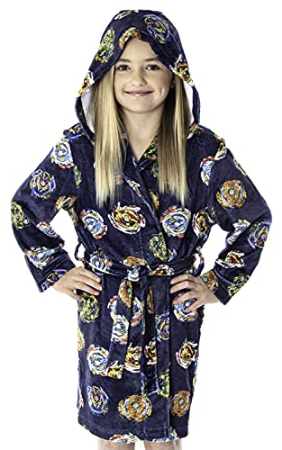 INTIMO Beyblade Burst Boys' Spinner Tops Graphic Fleece Plush Hooded Robe Bathrobe4