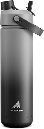 Miniatura 35 de POWCAN - Botella de agua térmica 2 en 1, sorbete y tapa con boquilla, antifugas, acero inoxidable sin BPA, apta portavasos automóvil, bebida fría 24