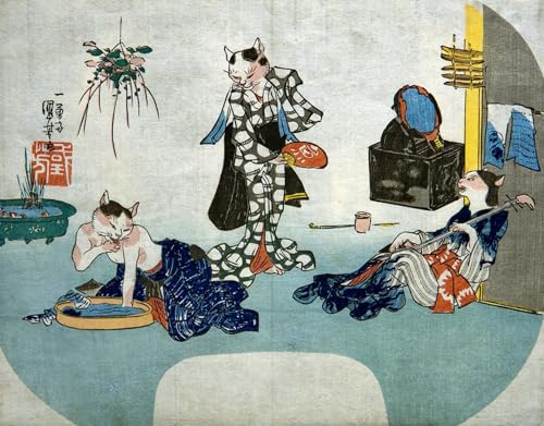 Tableaux Posters Chats Utagawa Kuniyoshi Impression Toile 60x90cm Décoration