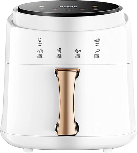 Freidora de aire libre de aceite 8L 360 Circulación de aire rápida Cesta antiadherente Freidoras de aire blanco Temperatura de tiempo ajustable 6