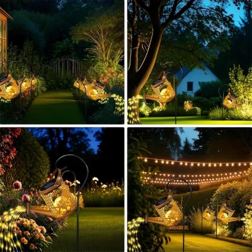 BomKra Solar Watering Can Light Outdoor Garden, Solar Fairy Watering Can Lights, LED Metal Garden Light Waterproof, for Patio Porch Yard Pathway, Gardening Gifts for Women (Style B) 7 BomKra Solar Watering Can Light Outdoor Garden, Solar Fairy Watering Can Lights, LED Metal Garden Light Waterproof, for Patio Porch Yard Pathway, Gardening Gifts for Women (Style B) - Image 7