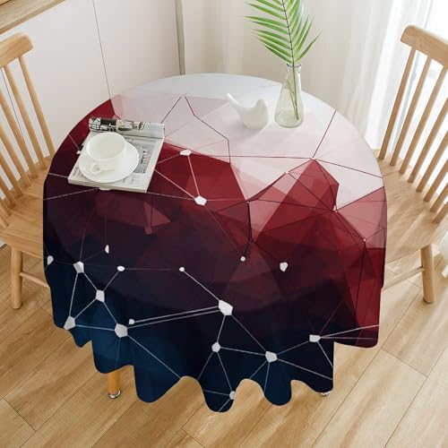 Nappe ronde lignes rouges de qualité supérieure 127x127 cm imperméable et lavable