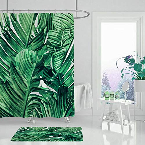 XCBN Innovative design leaf shower curtain wet and dry separation bathroom waterproof and mold-proof bathroom curtain A9 150x180cm