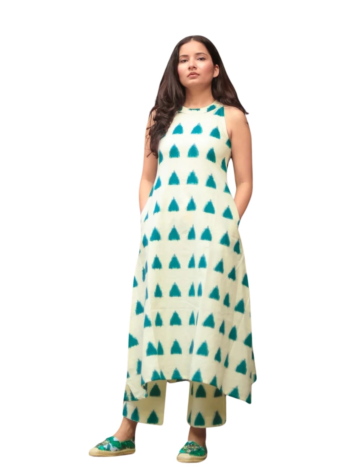 DHRUVI TRENDZCotton Floral Festive Regular Fit Kurta Set for Women