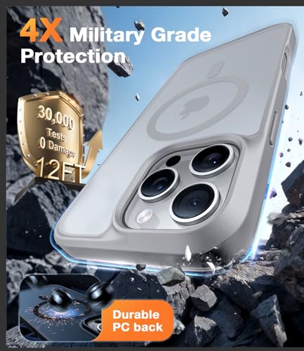 Image of TORRAS Magnetic Shockproof for iPhone 16 Pro Max Case, Fit for MagSafe Grey | 4X Military Grade Drop Tested, Translucent Slim Protective for iPhone 16 Pro Max Case, Anti Fingerprint, Anti Scratch, Grey
