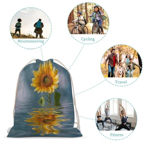 Drawstring Backpack Foldable Draw String Bags Sunflower in Water Sackpack Sports Gym Bag for Shopping Yoga3