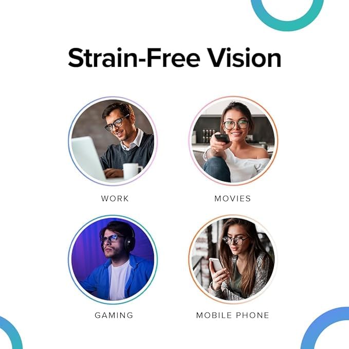Image of Computer Glasses for Eye Protection | Reading Glasses for Men | Blue Light Blocking Glasses Spectacles | Blue Cut Glasses | UV Protection Glasses | For Men & Women | Zero Power | Medium