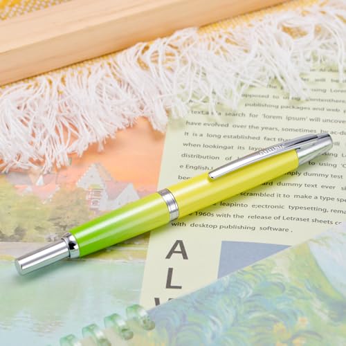 Image of Jinhao 10 Press Fountain Pen with Box, Gradient Green Retractable Fine Nib with Ink Converter Set (Silver Clip)