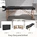 HENGJIANYI Massage Table, Portable 2 Section Foldable Tattoo Bed, Height Adjustable Lash Spa Bed with Face Cradle, Home Light Weight Facial Salon Bed with Wood Frame, Black