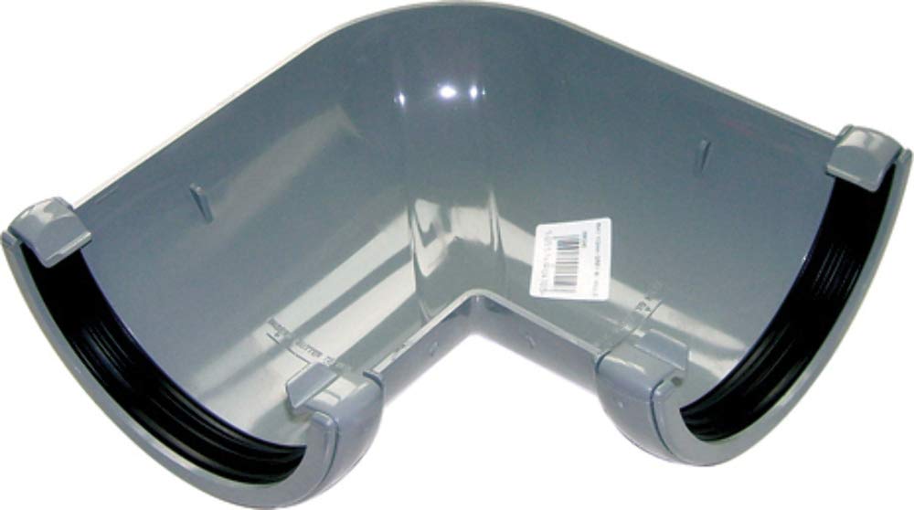 FLOPLAST 112mm Round Gutter Pipe 90 Degree Angle - Grey