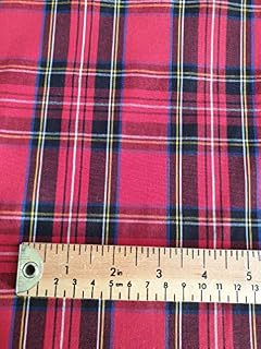 Quality Tartan Fabric - Red Royal Stewart Tartan Print - 100% Cotton Craft Fabric Material Per Metre