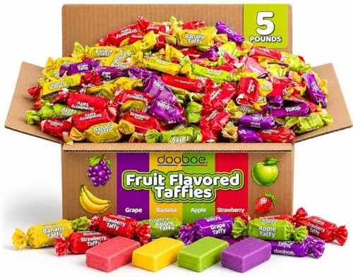 Classic Taffy Candy 5 lb, 280 Wrapped Chewy Fruity Pieces