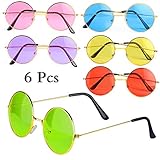 Haichen Hippie Retro Sonnenbrille 60er Jahre Style runde farbige Brille Kostümzubehör (D)