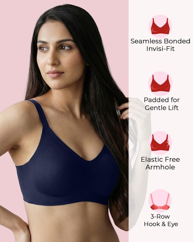 Image of Women's Cotton Padded Full Coverage Bonded Bra | Seamless T-Shirt Bra | Wire-Free | Breathable Cotton Fabric | Elastic-Free Bottom Band & Armholes | No Marks, No Digging | Pack of 1