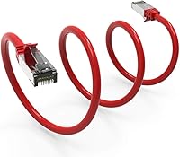 Vista 1 de Nippon Labs Cable Ethernet Cat8 60CAT8-0.5-26RD Cat8 de 0.5 pies Serie Slim - Rojo 2GHz, 40G, S/FTP - Cable de conexión blindado 40Gbps 2000Mhz