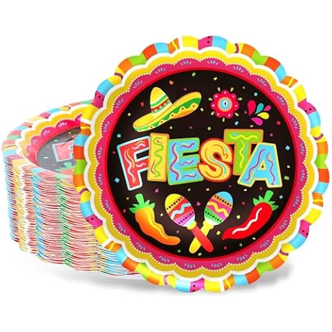 Whaline 40Pcs Colourful Fiesta Paper Plates Cover