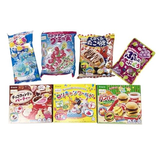 Japanese cool items store original box Assorted 7 bags Kracie Poppin' Cookin' DIY Gummy Candy Making Kit Takoyaki, Nerune, Ramen, Tsubupyon …