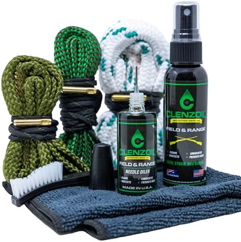CLENZOIL Three Gun Cobra Bore Cleaning Combo Kit | .223 Cal 5.56mm | .357 Cal .38 Cal 9mm | 12 Gauge | Barrel Snake Cleaning Kit for Rifle, Pistol and Shotgun