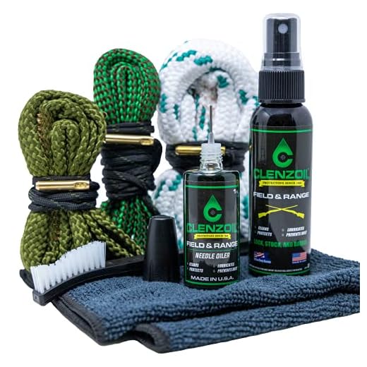 CLENZOIL Three Gun Cobra Bore Cleaning Combo Kit | .223 Cal 5.56mm | .357 Cal .38 Cal 9mm | 12 Gauge | Barrel Snake Cleaning Kit for Rifle, Pistol and Shotgun