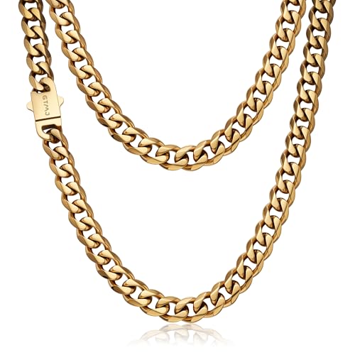 Collier cubain homme plaqué or 18 carats acier inalterable 9mm