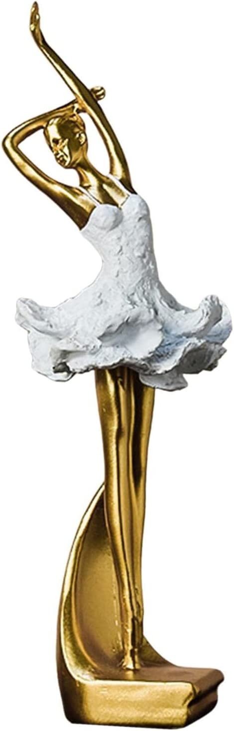 Statue Decorative, Collezioni, Statuette da scrivania, Statuette di Ballerine, sculture Artigianali per Feste, Bar, Ufficio (Oro)