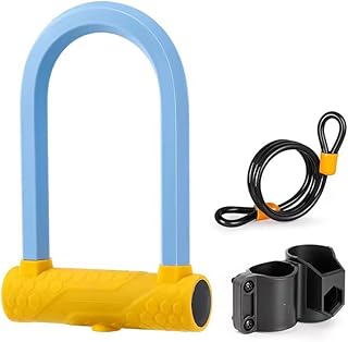 LYEAA U Shape Mountain Road Bike Padlock Anti-Theft Motorcycle Lock with Key/Steel Cable/Lock Bracket MTB Road Bike Lock for E-Bike/Mountain Bike/Road Bike (Style D)