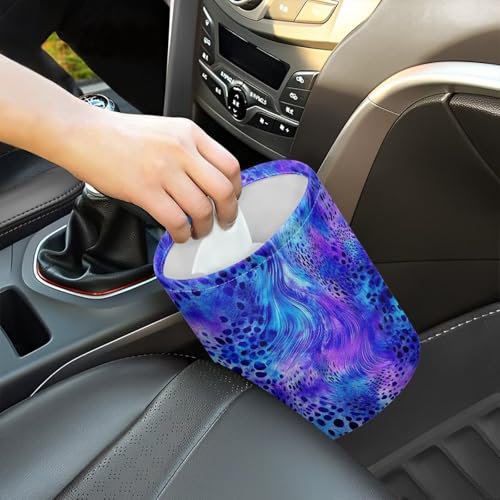 Image of Blue Leopard Print Vehicle Trash Can Trash Bag for Cars Waste Basket Collapsible Reusable Leak Proof Car Organizer Road Trip Must Haves for Kids