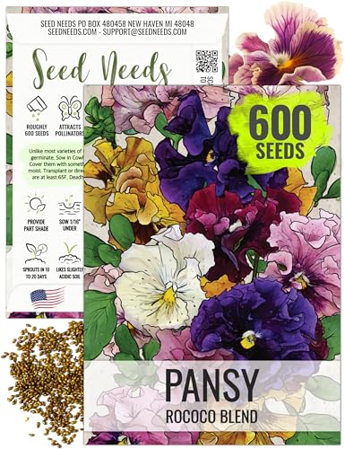 Seed Needs, Rococo Pansy Seeds - 600 Heirloom Seeds for
