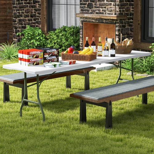 Table pliante robuste 2,4m en plastique portable pour camping et réception