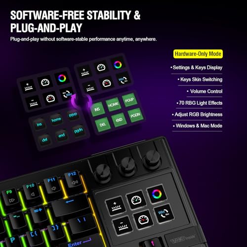 Image of Mechanical Keyboard with Full-Key Programmable, Macro Pad Stream Controller Deck with Screen & Knob, Gasket Gaming Streaming Shortcut Keypad, Wired, Hot Swappable, RGB Backlight for PC Mac