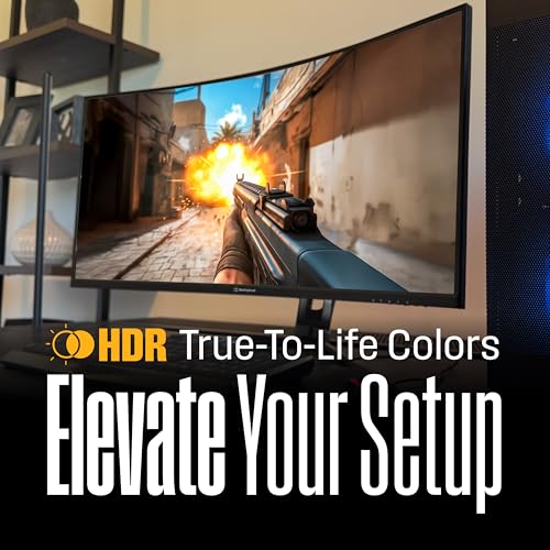 Image of Westinghouse 34 Inch Curved Gaming Monitor, 2K Ultra-WQHD(3440x1440P), AMD FreeSync Premium, 3000:1 Contrast Ratio, 122% sRGB, 180Hz, 1ms, 1500R, Eyecare, Built-in Speakers, DisplayPortx2, HDMIx2