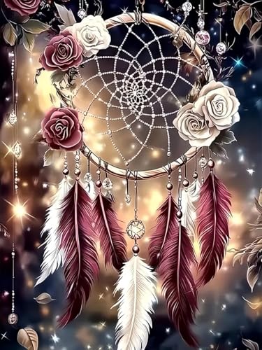 Image of Dreamcatcher Cross Stitch Kits for Adults Beginner,Flower Counted Cross Stitch Kits Printed Stitching Cute Patterns Dimensions Needlepoint Art Crafts Embroidery Kits for Adults Beginners