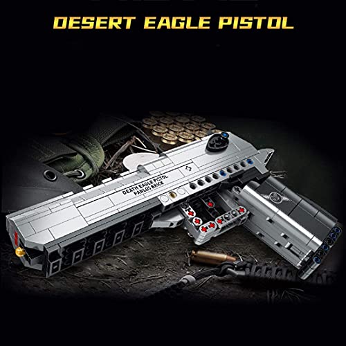 AUCCGL Technik Gewehr Bausteine, 360 Teile Desert Eagle-Pistole Bausatz mit Schussfunktion, Militärische Waffen Bauset… – Bild 4