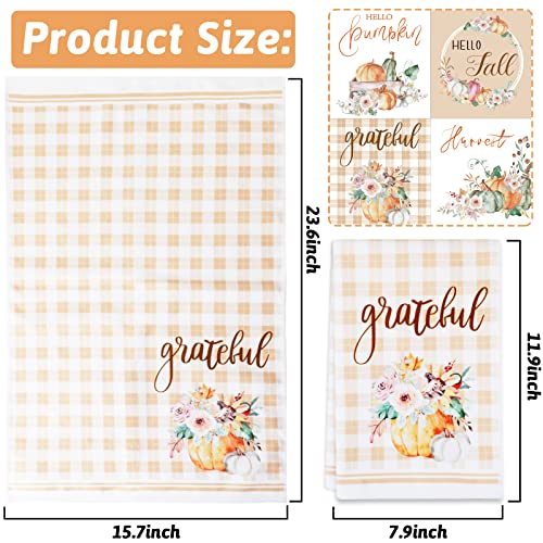 Thanksgiving Kitchen Towels Fall Pumpkin Dish Towels Absorbent Hand Towels Thanksgiving Rustic Decor Faint Yellow Pumpkin Kitchen Decorations Harvest Holiday Dishcloths For Cooking Baking Set Of 4 #TOP1