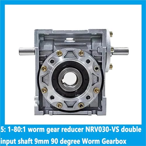 Reductor engranaje helicoidal 90 grados NRV030-VS con eje entrada doble 9 mm relación 7.5 a 1 2