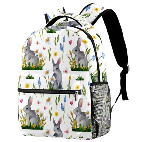 Sac à dos d'école ergonomique lapin fleuri pour soulager le dos des adolescents