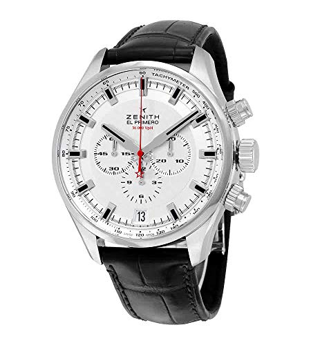 Zenith El Primero Sport Chronograph Automatic Silver Dial Brown Leather Mens Watch 03228040001C713