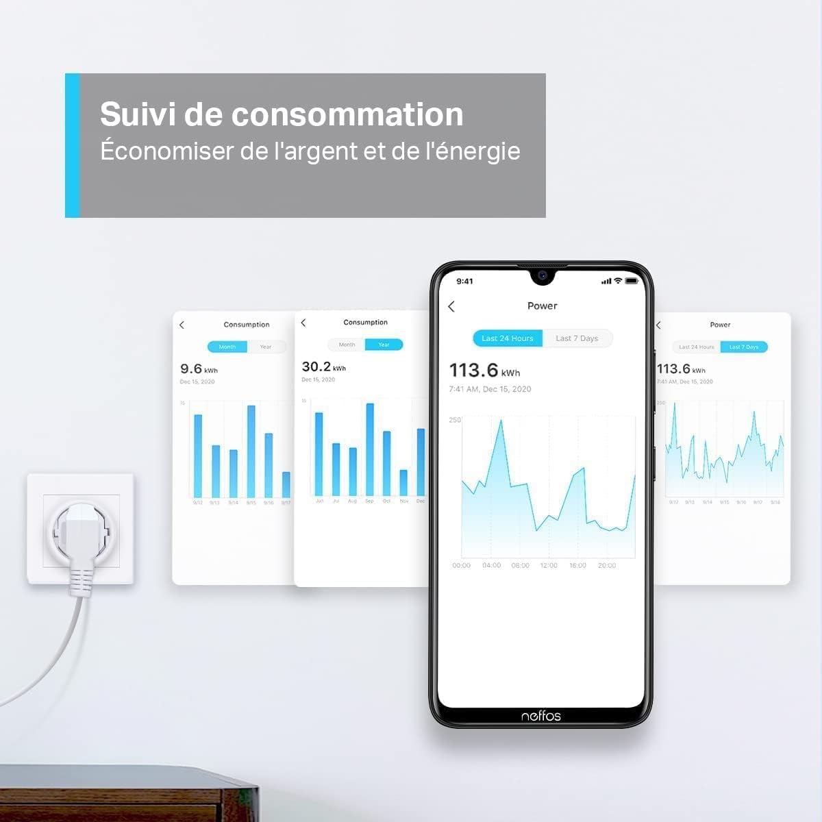 Tapo Mini Prise Connectée Alexa WiFi, Suivi Conso 16A Type F P115 1 pièce