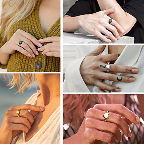 Image of Memorial Keepsake Urn Rings for Ashes Hair for Women Men, Claddagh Heart Ring, Rose Ring, Cremation Jewelry, Black /18K Gold Plated Stainless Steel, Size 6-11, Come with Box